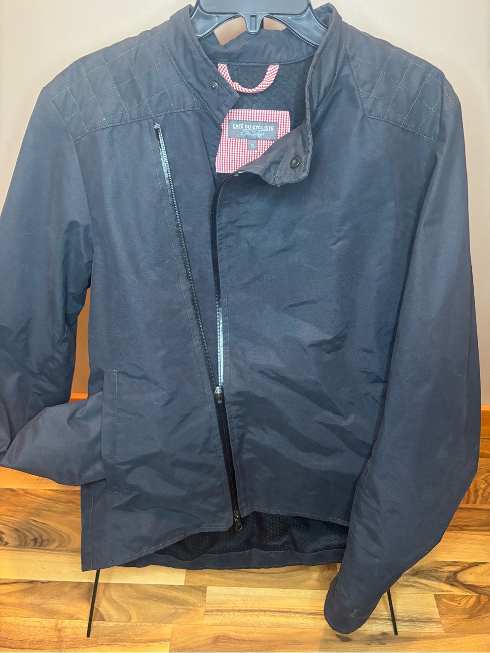 Café du Cycliste Men’s Blue Full Zip Stand-Up Collar Cycling Jacket M